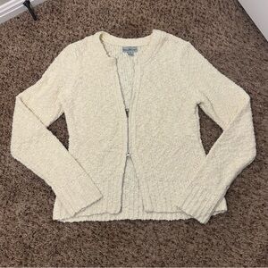 Women's Vintage Cream Double Zipper Sweater